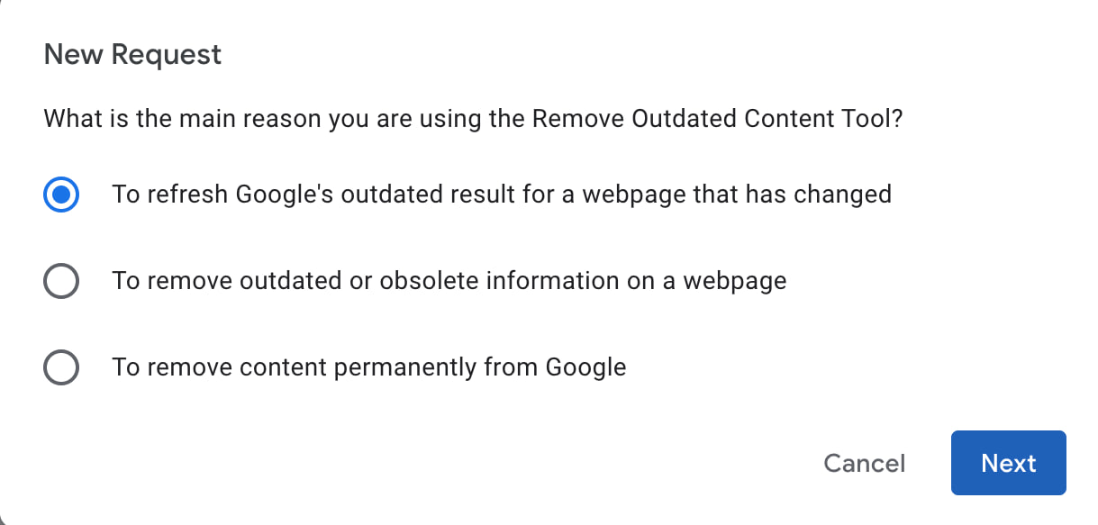 Select refresh outdated content option